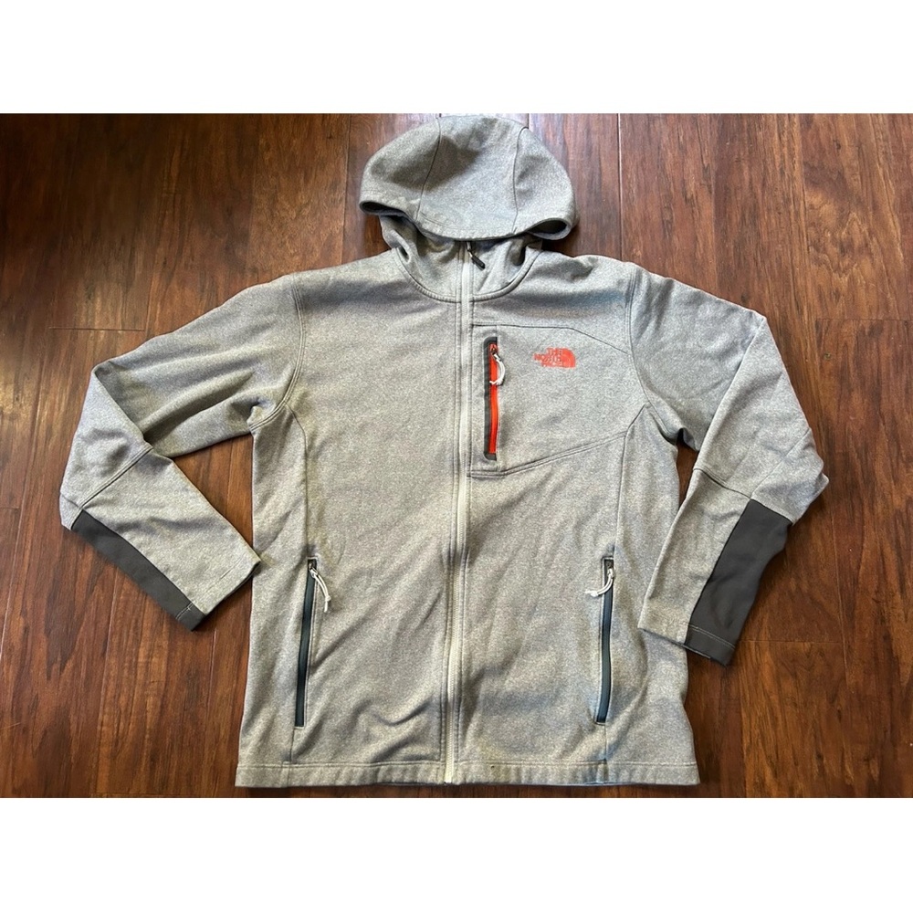 Men's The North Face Medium Lite Full Zip Jacket Heather Grey & Orange Accents